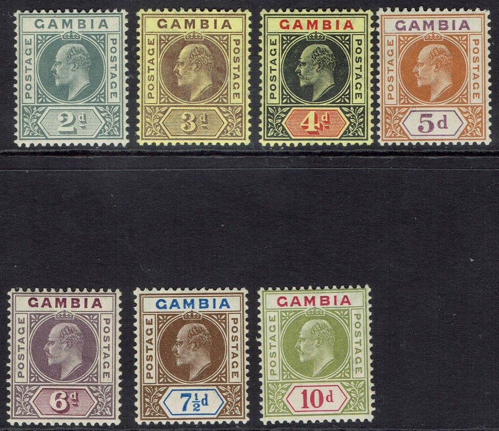 GAMBIA 1909 KEVII 2D - 10D
