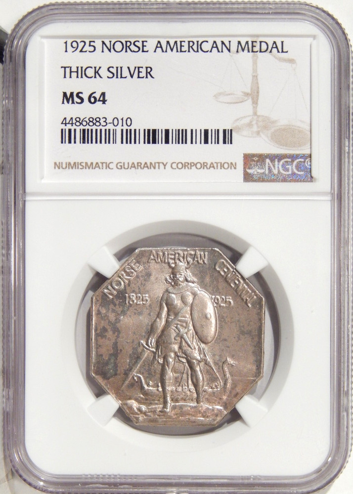 1925 NORSE THICK NGC MS 64 ~ SILVER COMMEMORATIVE MEDAL