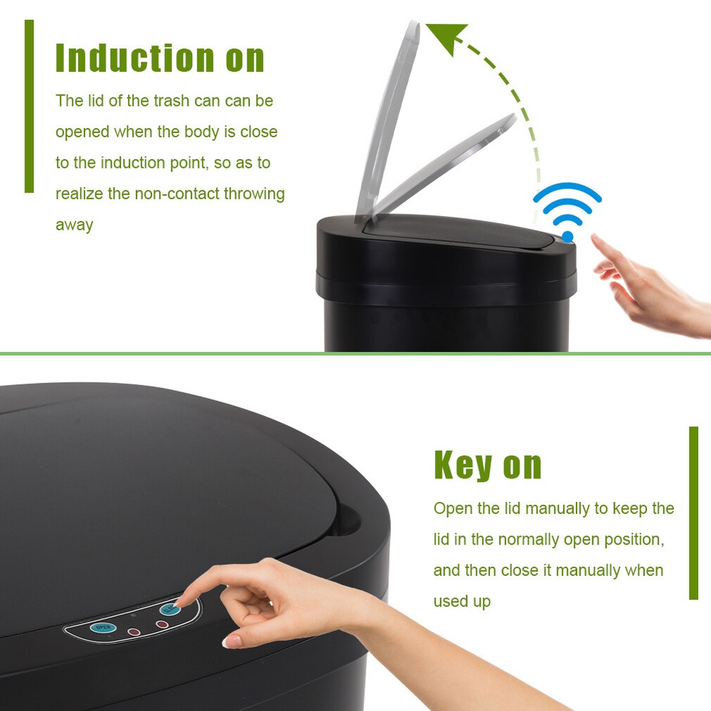 13 Gallon Automatic Kitchen Garbage Can Smart Sensor Trash Can w/Lid Touchless