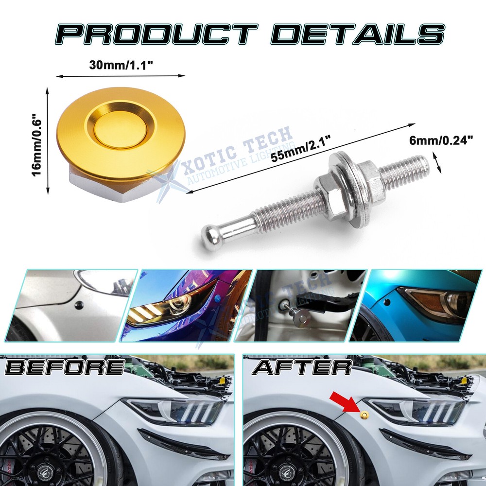 JDM Style Front Bumper Hatch Lids Quick Release Fasteners Kit Auto Accessories