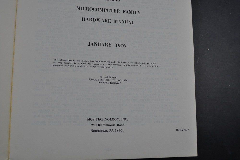 MOS Technology Microcomputers Hardware Manual – Vintage Original Book 1976