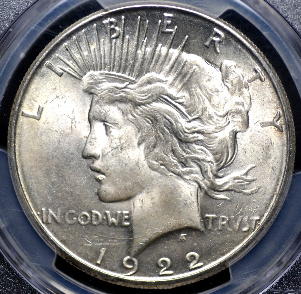 1922 S PEACE DOLLAR PCGS MS 63 SOFT PUFFY WHITE LUSTER, AVERAGE STRIKE, MARKS