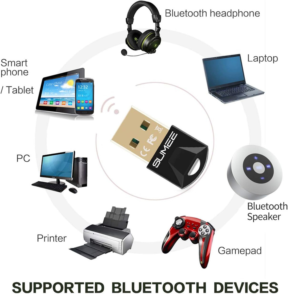 USB Bluetooth 5.0 Adapter Dongle,Wireless Bluetooth Transmitter Receiver for PC