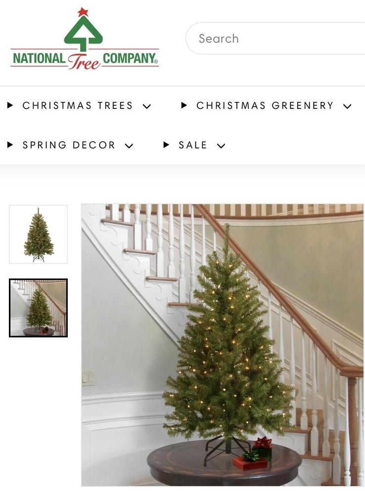 Pre-lit Artificial Christmas Tree 4.5 Ft White Lights, National Tree Co