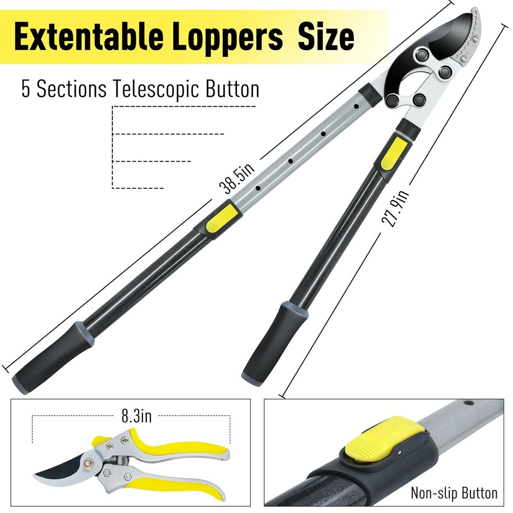 Tree Lopper Branch Cutter Heavy Duty, 3Pack Extendable Loppers for Tree Trimm...