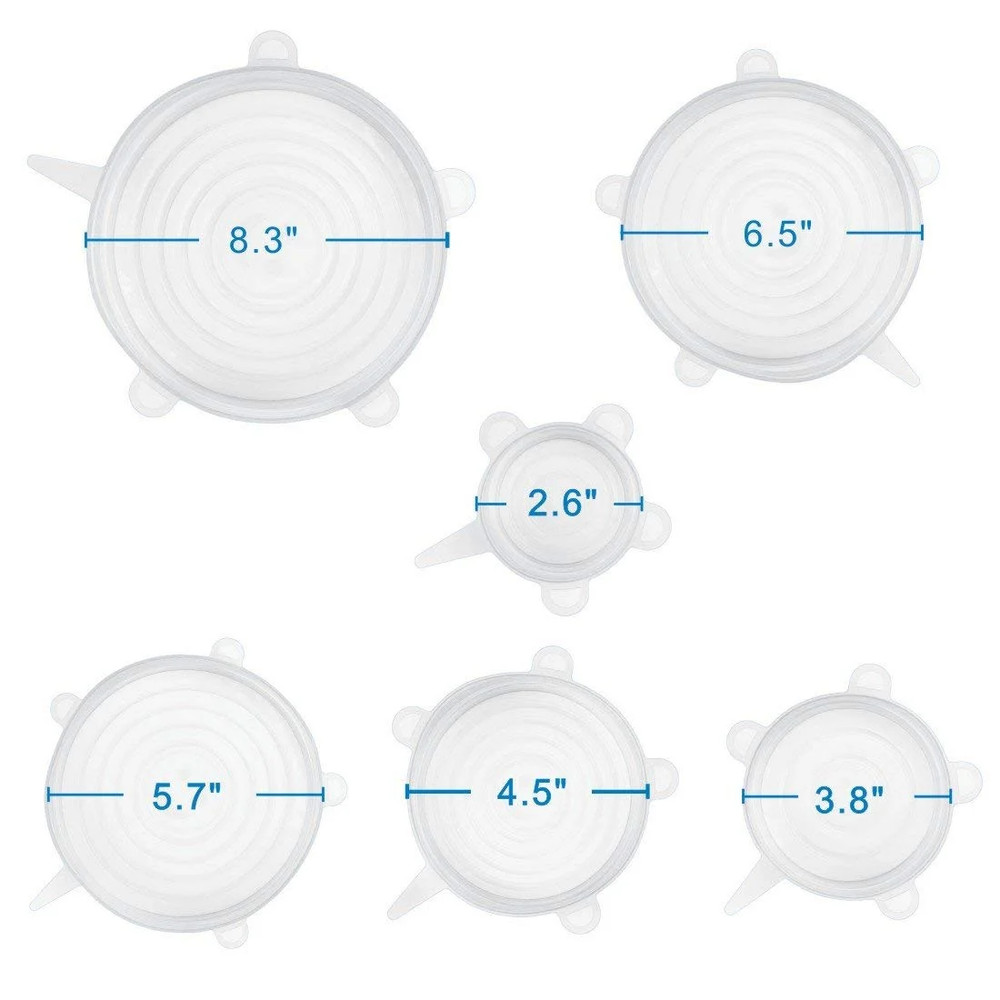 12 PCS Kitchen Silicone Stretch Lids Reusable, Microwave(White + Blue)