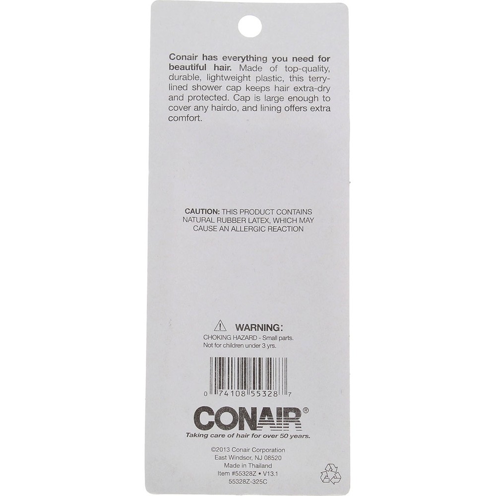 Conair XL Terry Lined Cap Shower Cap