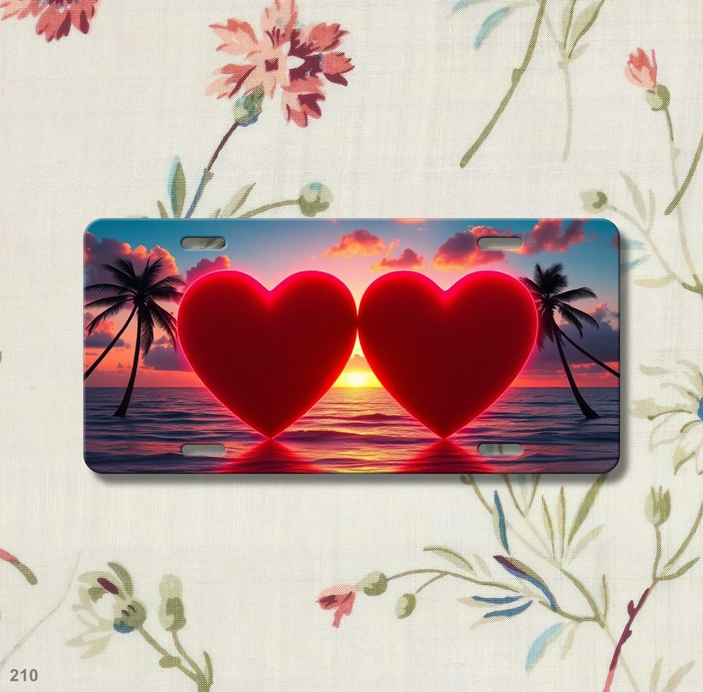 Premium Love Hearts Style Custom Text License Plate Editable Decor