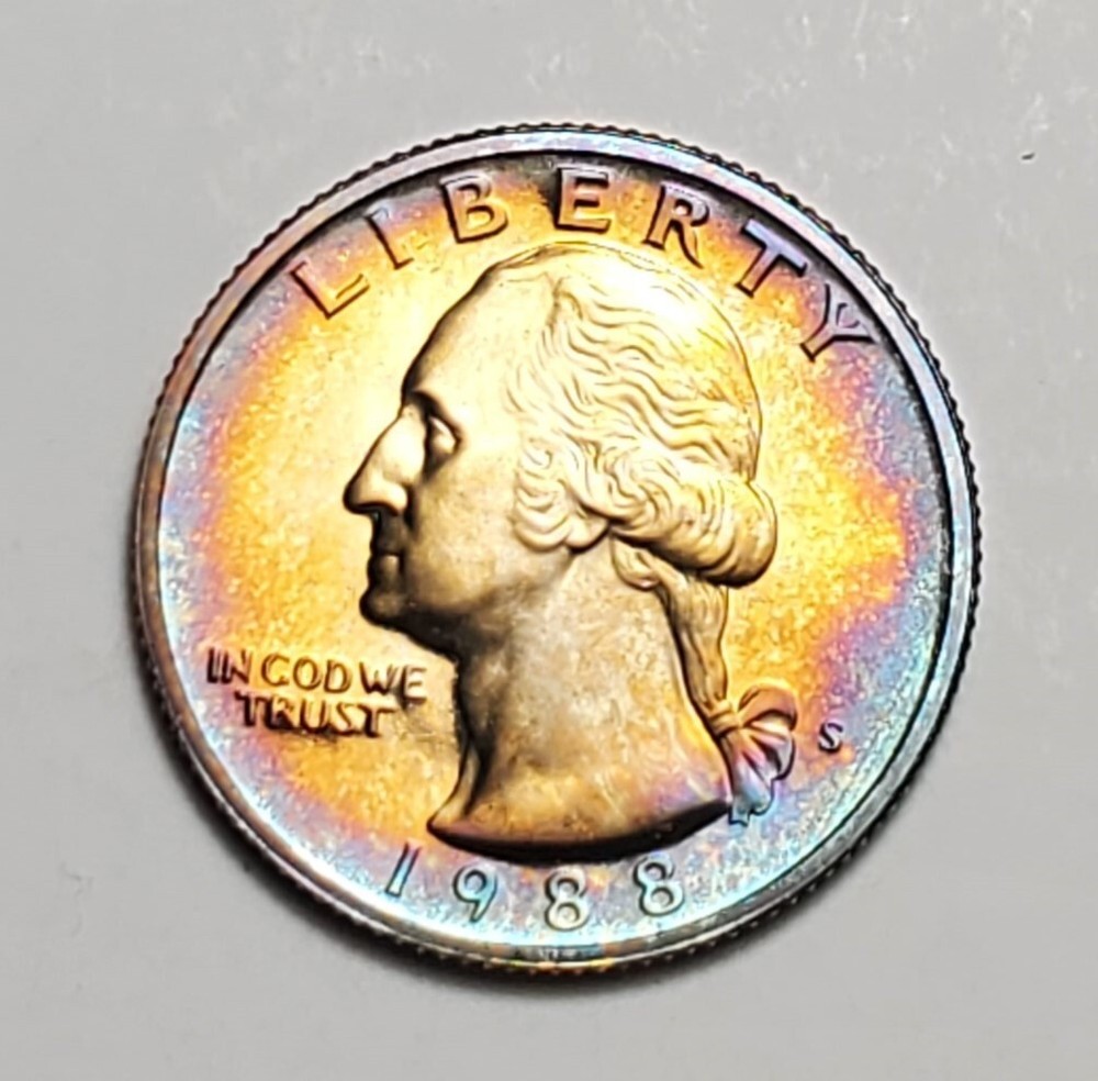 TONED 1988 S WASHINGTON QUARTER PROOF UNC #C3228