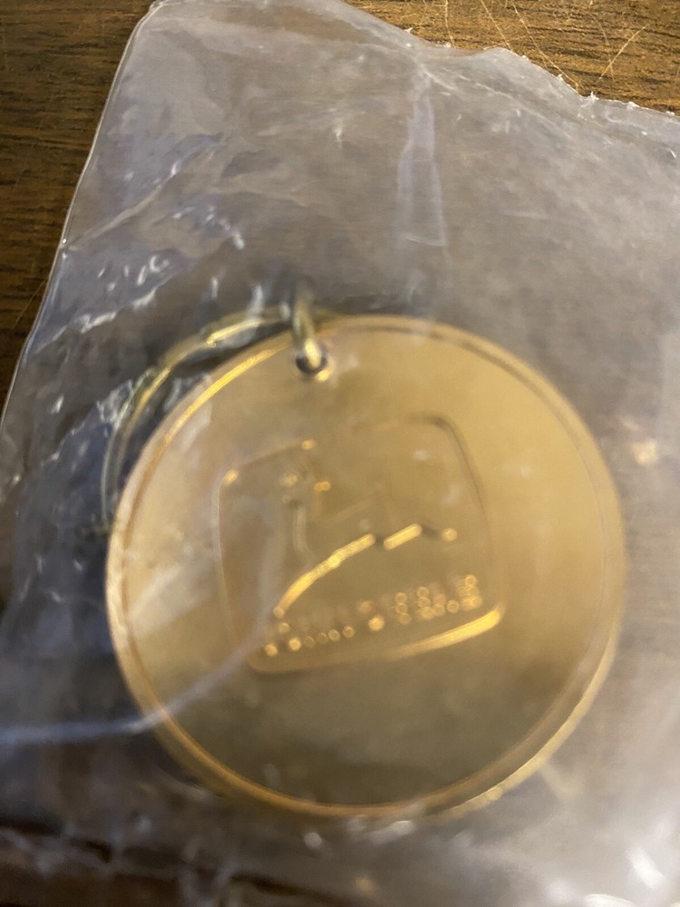 John Deere Combine Keychain Brass