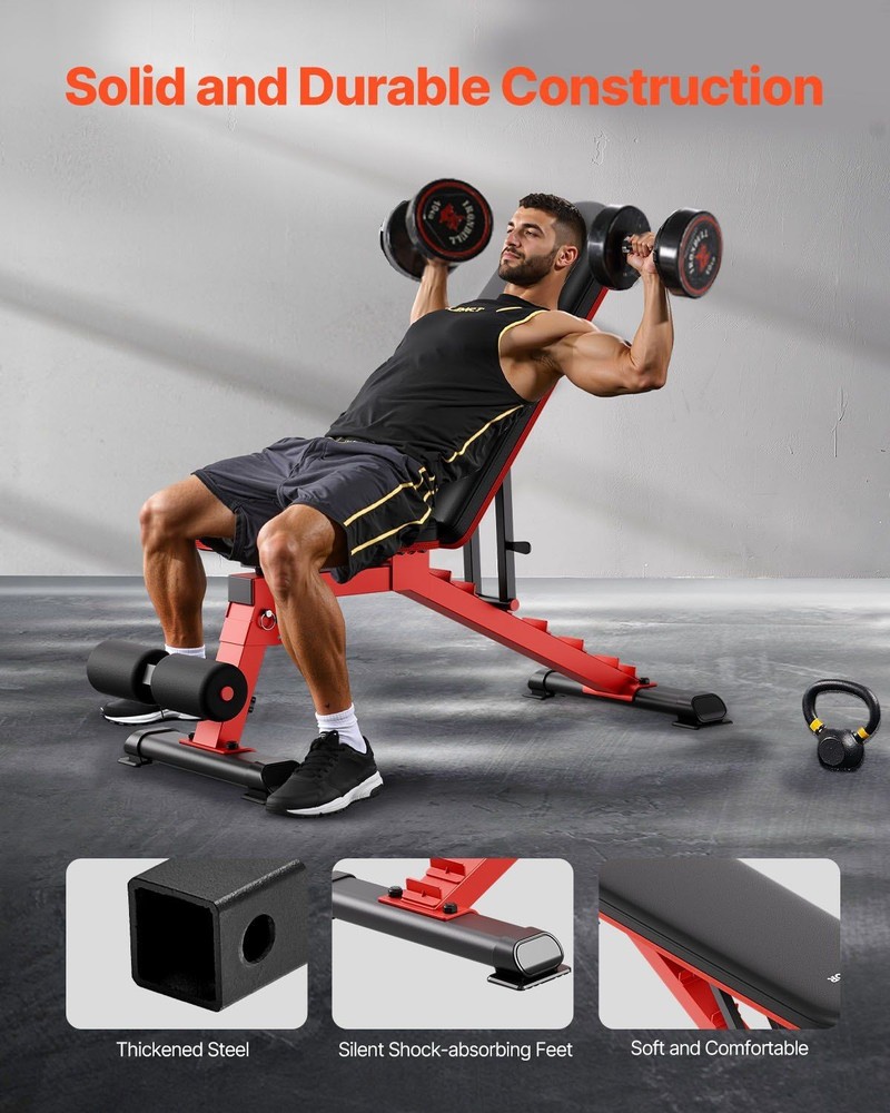 1200lb Pro-Grade Adjustable Bench Extended Comfort Backrest Foldable Storage