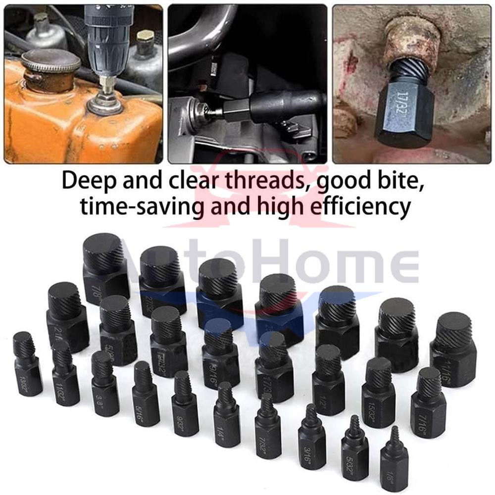 25Pcs Screw Extractor Set Hex Head Multi-Spline Easy Out Bolt Extractor Set
