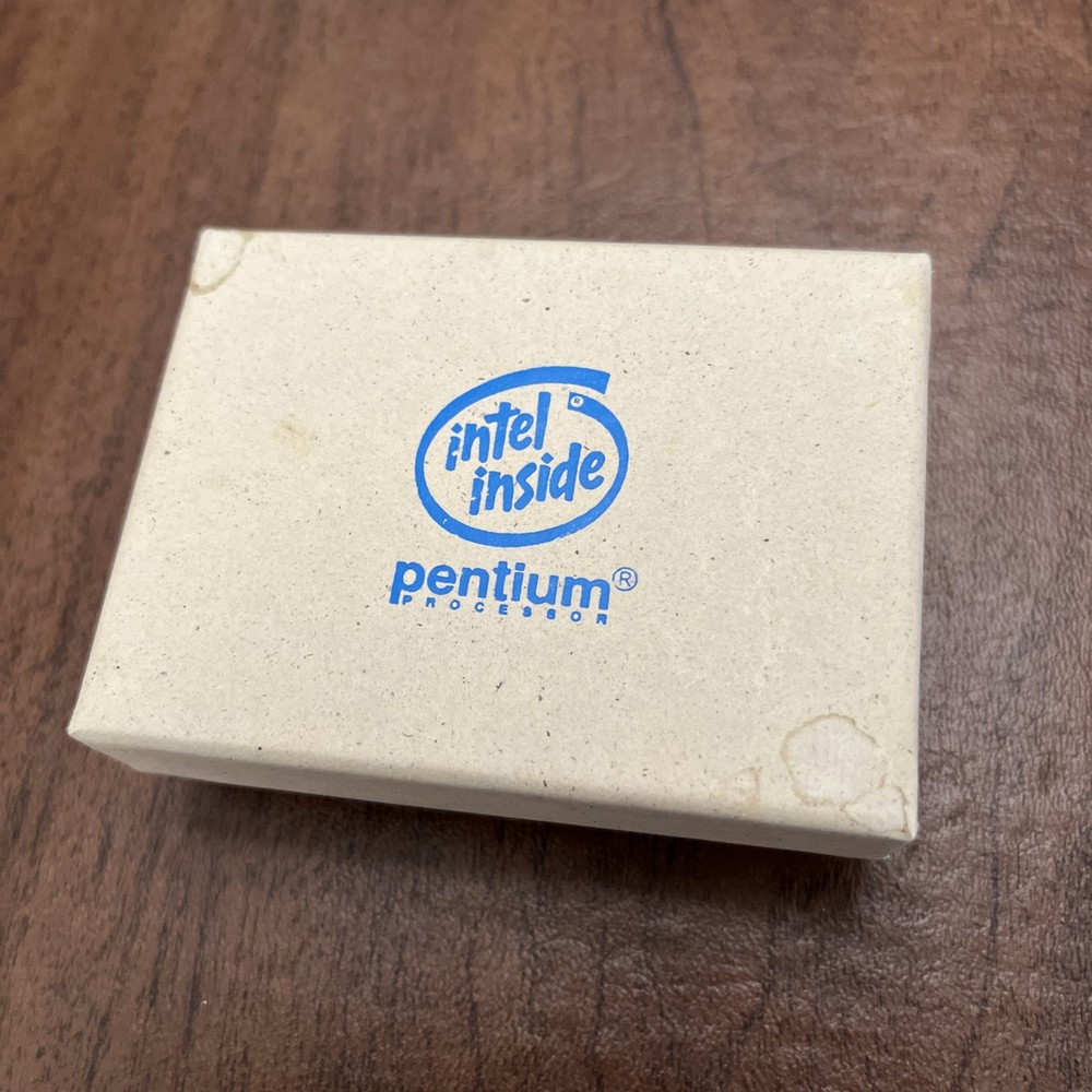 Vintage Intel Inside Pentium Processor Keychain With Actual CPU Chip 1993