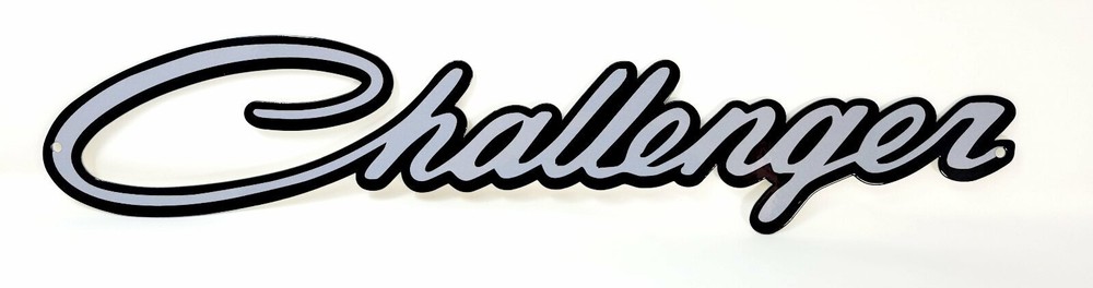 Dodge Challenger Script Steel Sign - Grey - Large - 28" X 6"