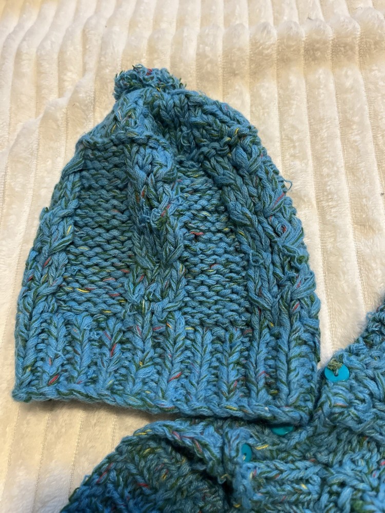 Cable Knit Turtleneck Sweater Teal Blue
