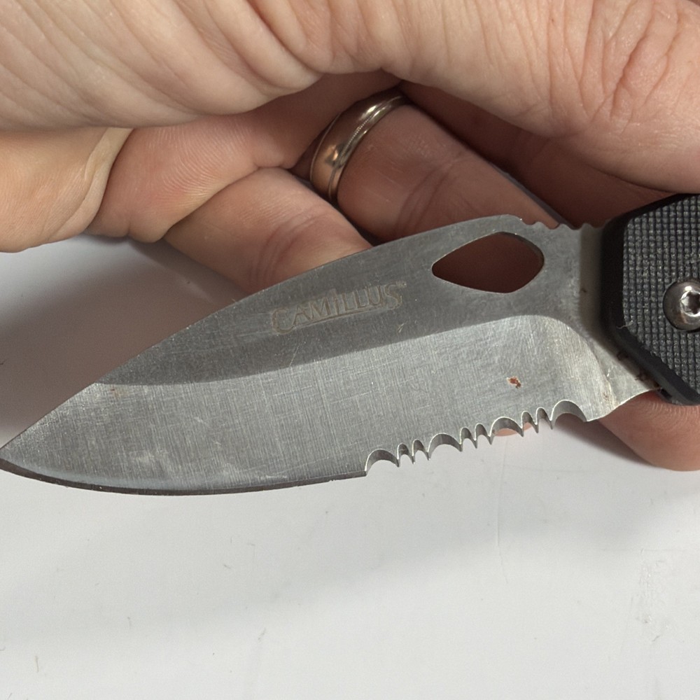 Camillus Single Blade Black Pocket Knife 7” Foldable Clean