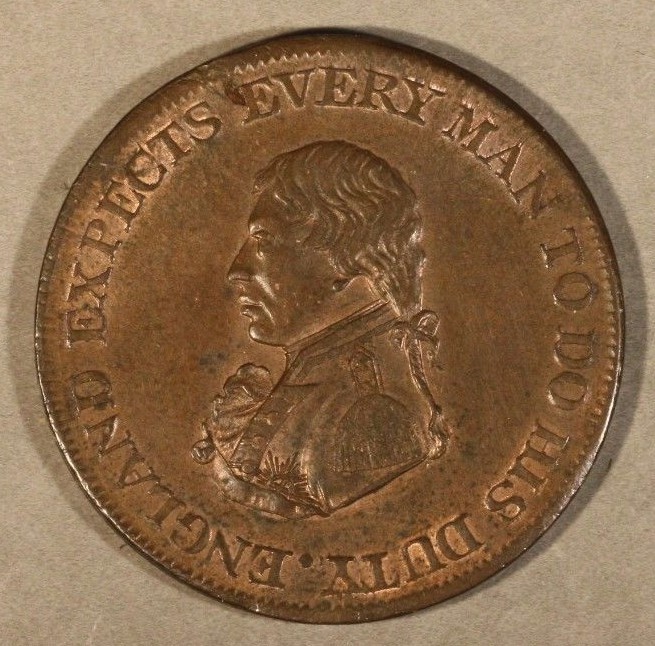 1812 Great Britain Nelson Naval Half Penny Token Nice