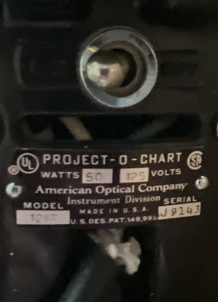 American Optical Project-O-Chart Projector Model 1217 with bracket