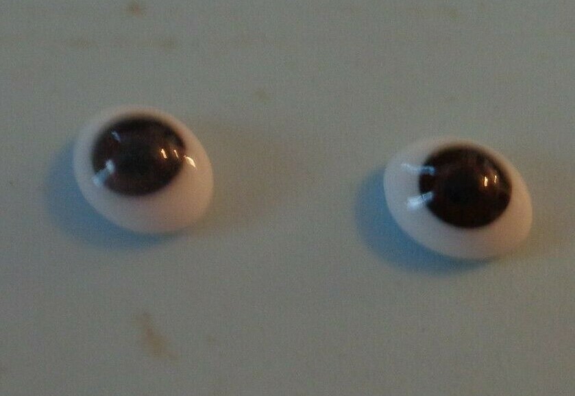 DOLL EYES - GLASS FLAT OVAL - 8MM - BROWN