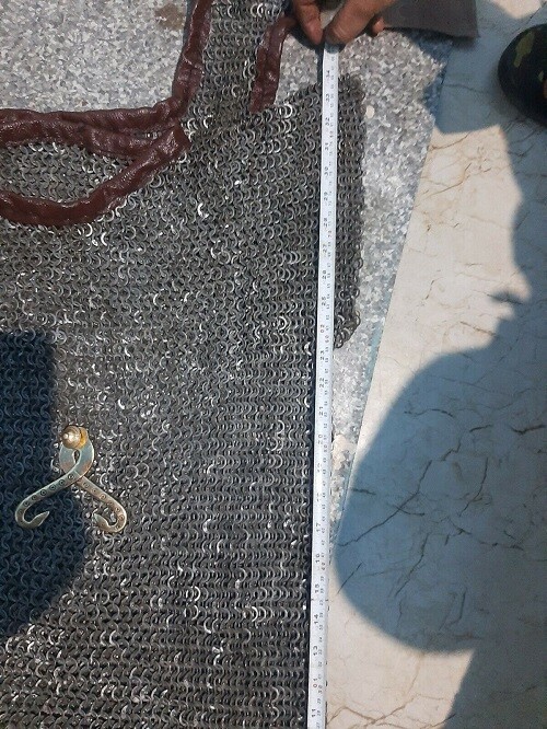 Medieval 9 mm Chainmail flat riveted with solid ring L size roman lorica hamata