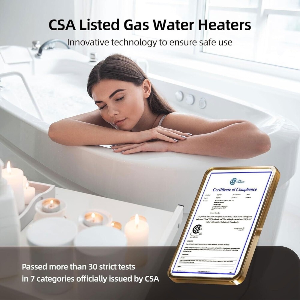 【90% NEW】Natural Gas Tankless Water Heater Outdoor - 16L 5.1GPM 120K BTU