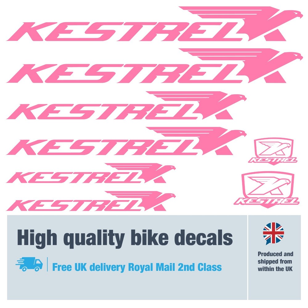 Kestrel solid bike labels / decals , 5+ years external quality (23 pack)