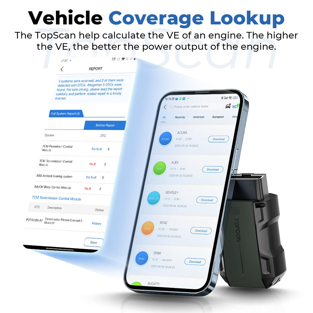 🔥TOPDON TopScan OBD2 Diagnostic Tool Scanner Full System Bluetooth Code Reader