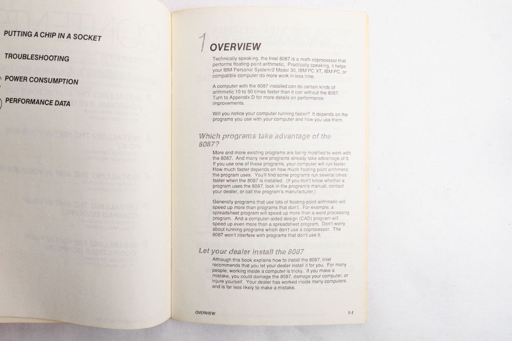Vintage Intel 8087 Installation Guide Rare