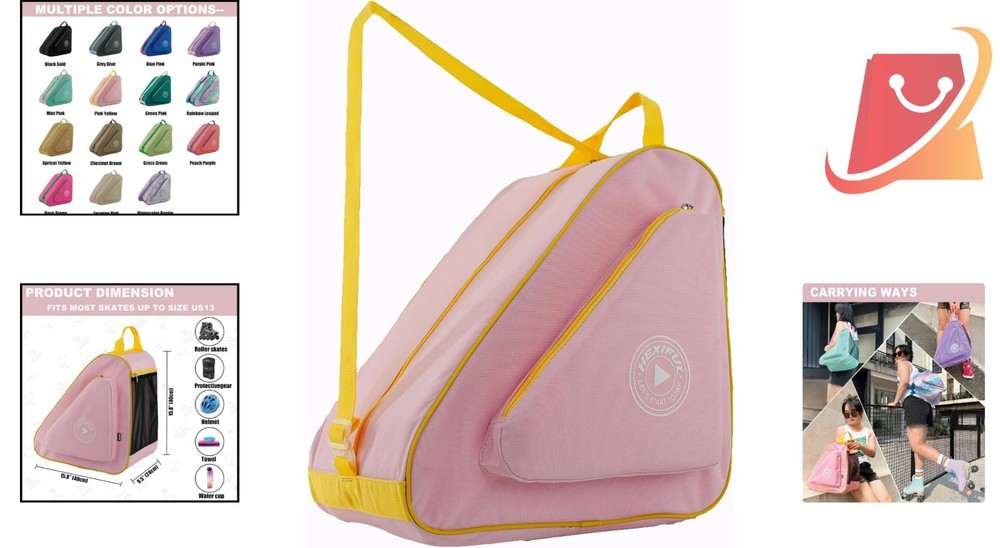 Skate Bag Nylon 20L Water-resistant with Pockets for Ice Inline Roller Skating
