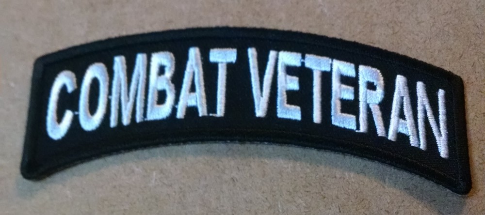 Combat Veteran Mini Rocker Embroidered Biker Patch
