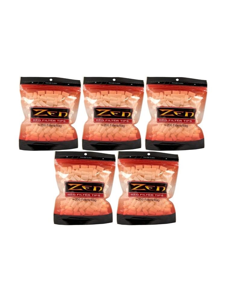 Zen Regular Cigarette Filter Tips 200 Count Per Bag (Pack of 5)