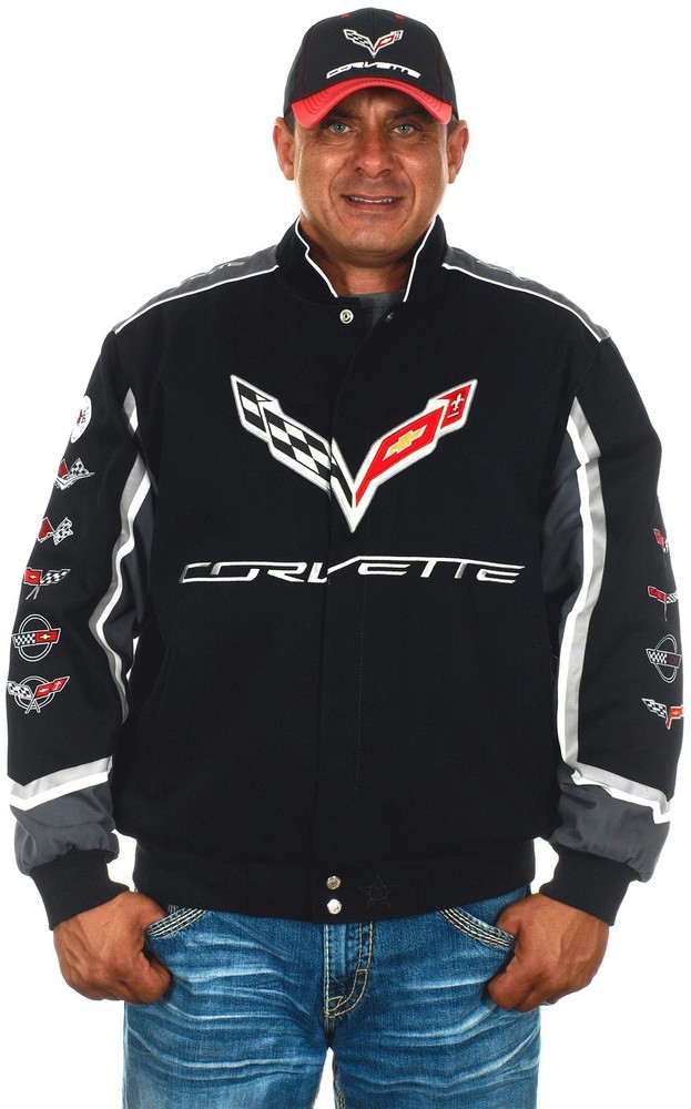 JH DESIGN GROUP Men's Chevy Corvette C7 Embroidered Cotton Twill Jacket Small