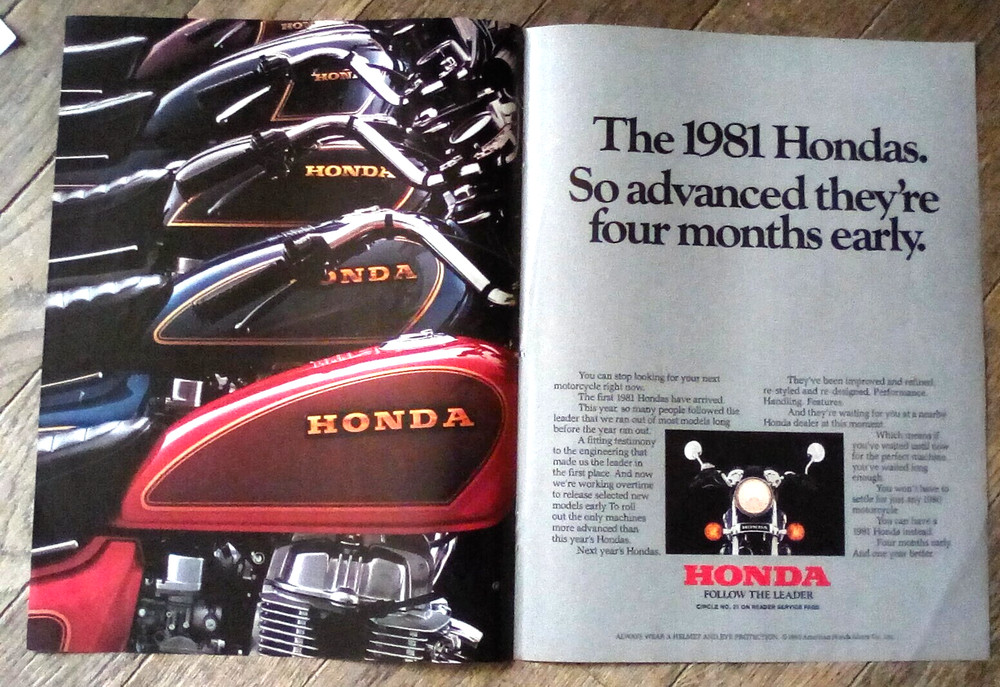 1981 Honda Motorcycle 2-page print ad
