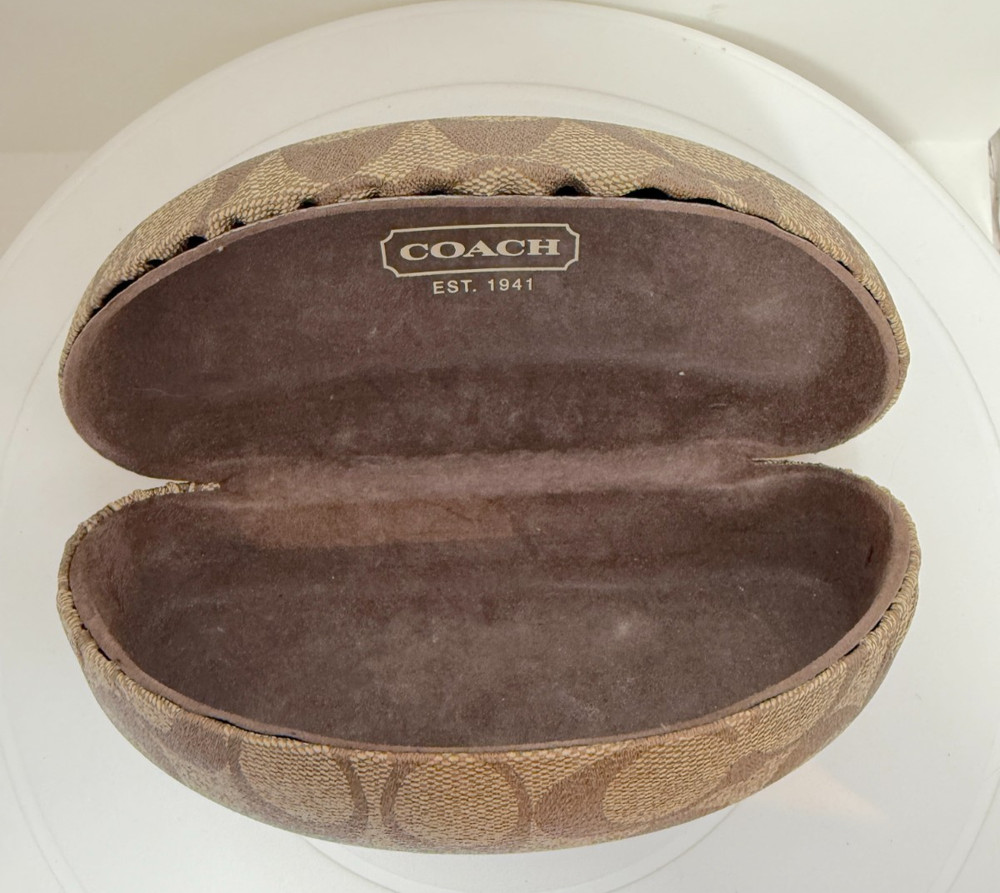 Coach Sunglasses Case Hard Clamshell Logo Brown Tan