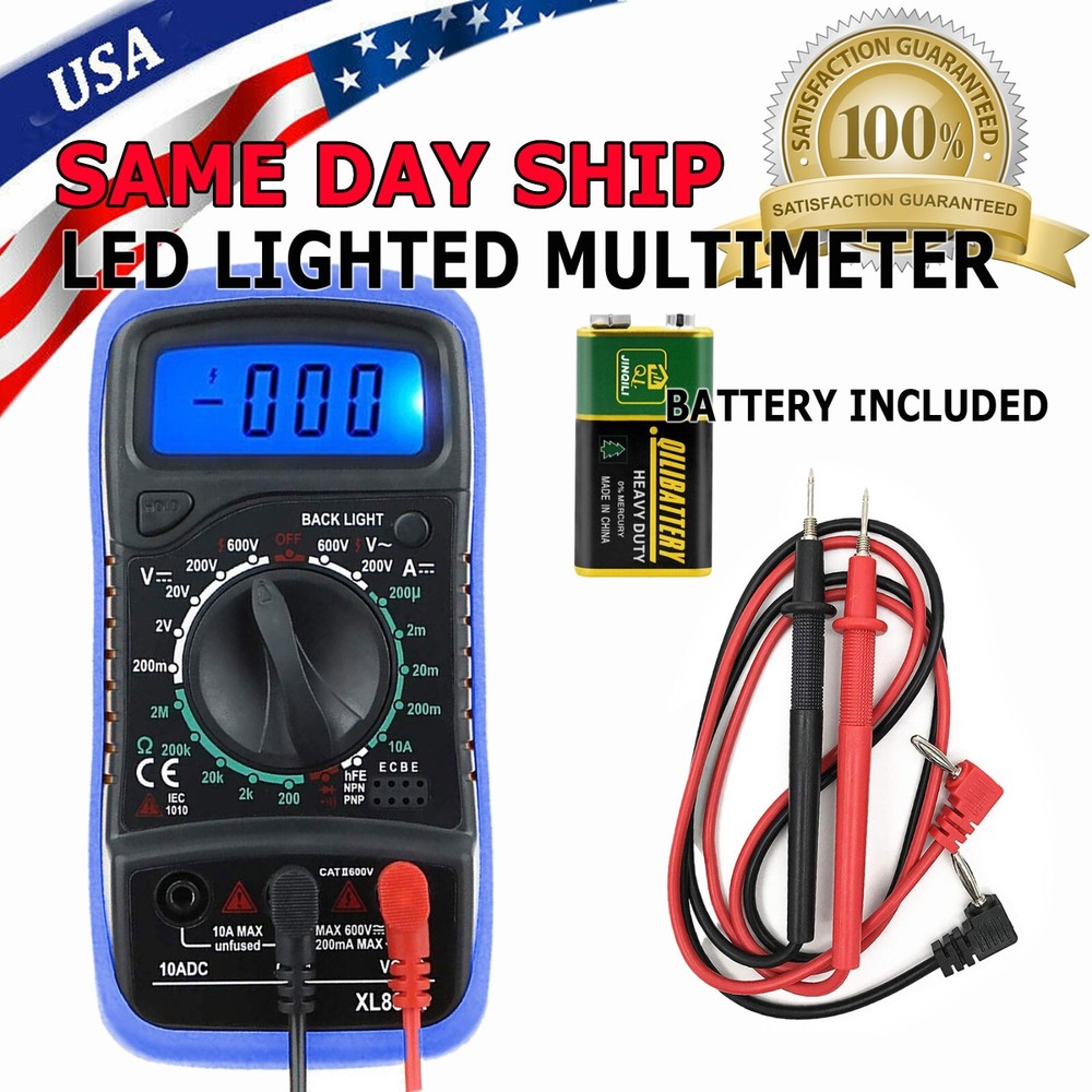 LCD Digital MULTIMETER Voltmeter Ammeter Ohmmeter Volt AC DC Tester Leads Meter
