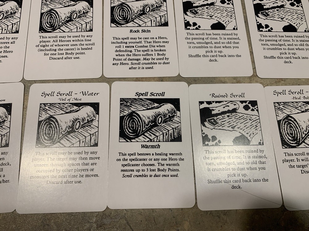 HeroQuest Cards. Artifact & Spell Scroll deck REPRINT. READ DESCRIPTION!