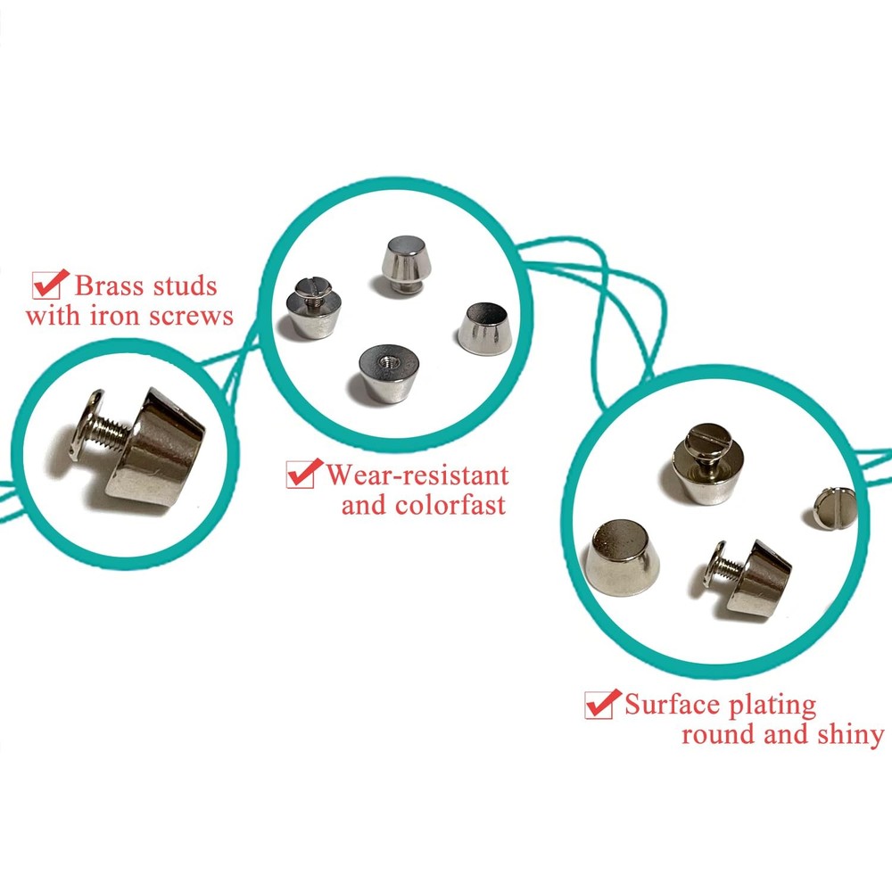 Honigo 4 Pack Silver Rivets Stud Handbag Flat Head 10mm-Silver 4 Pack,