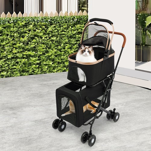 2-Tiers Foldable Small & Medium Dogs Stroller Pet Stroller Dog & Cat Stroller