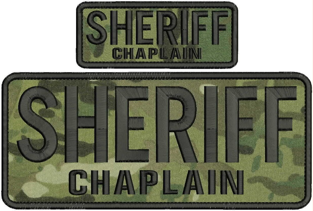 SHERIFF CHAPLAIN  EMB PATCH 4X10&2X5 HOOK ON BACK MULTICAM/BLK