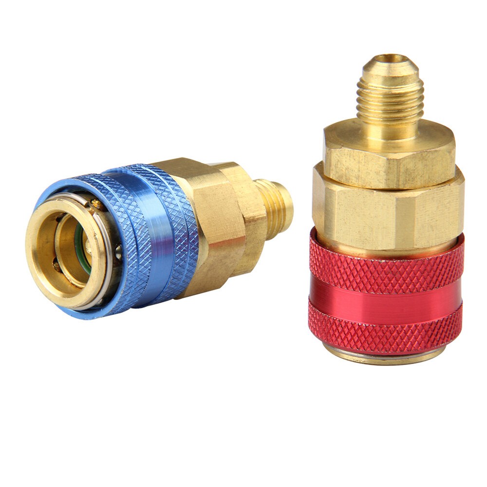A/C Quick Coupler Adapter Car High & Low Side HVAC 1/4" SAE Male Flare Fitting