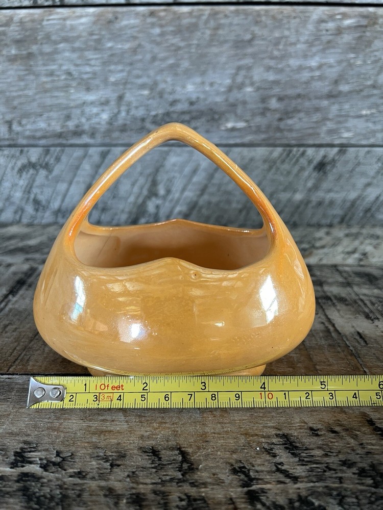 Cechoslovakia Orange Luster Basket Vintage Home Decor