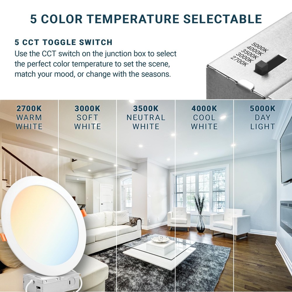 PARMIDA (12 Pack) 8 Inch Ultra-Thin LED Recessed Ceiling Light with Junction ...