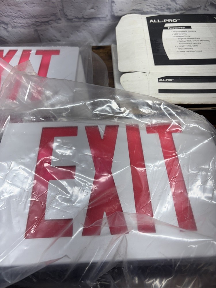 ALL PRO Exit Sign Emergency Combo LED Thermoplastic APC Cooper New