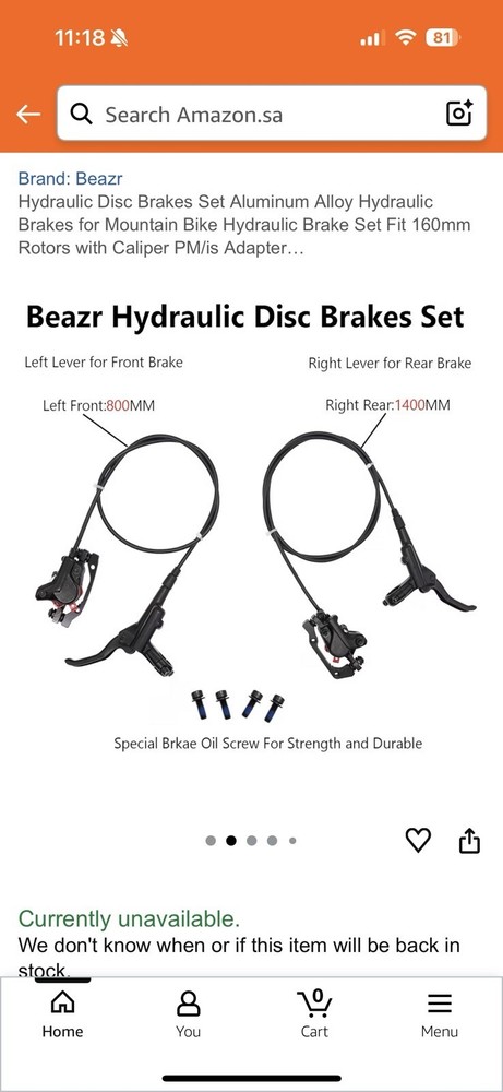 Bearz Hydraulic Disc Brake Set Front and Rear