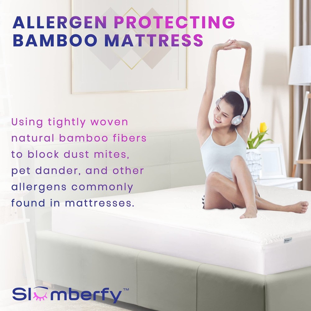 Waterproof Mattress Protector by | Hypoallergenic Bamboo Mattress Protector |...