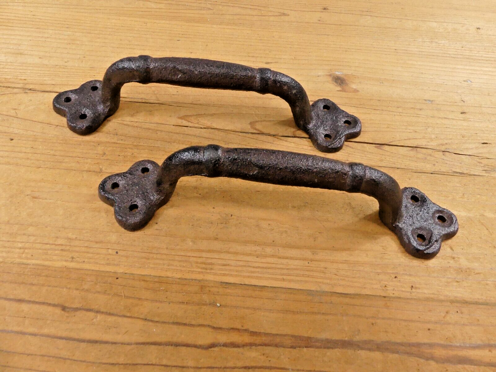 2 Rustic Cast Iron Antique Style Restore Barn Handles Gate Pull Door Handle