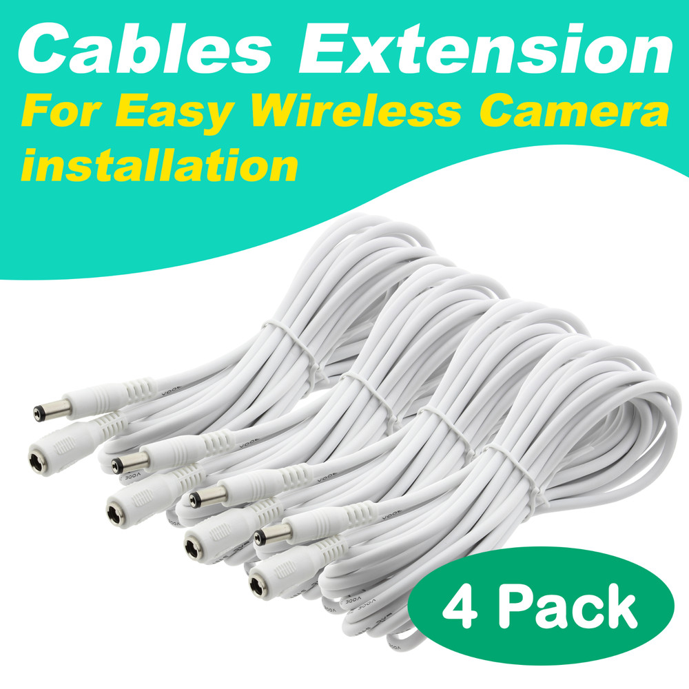 [4 Pack] Crystal Vision Premium HD Wireless Camera Power Extension