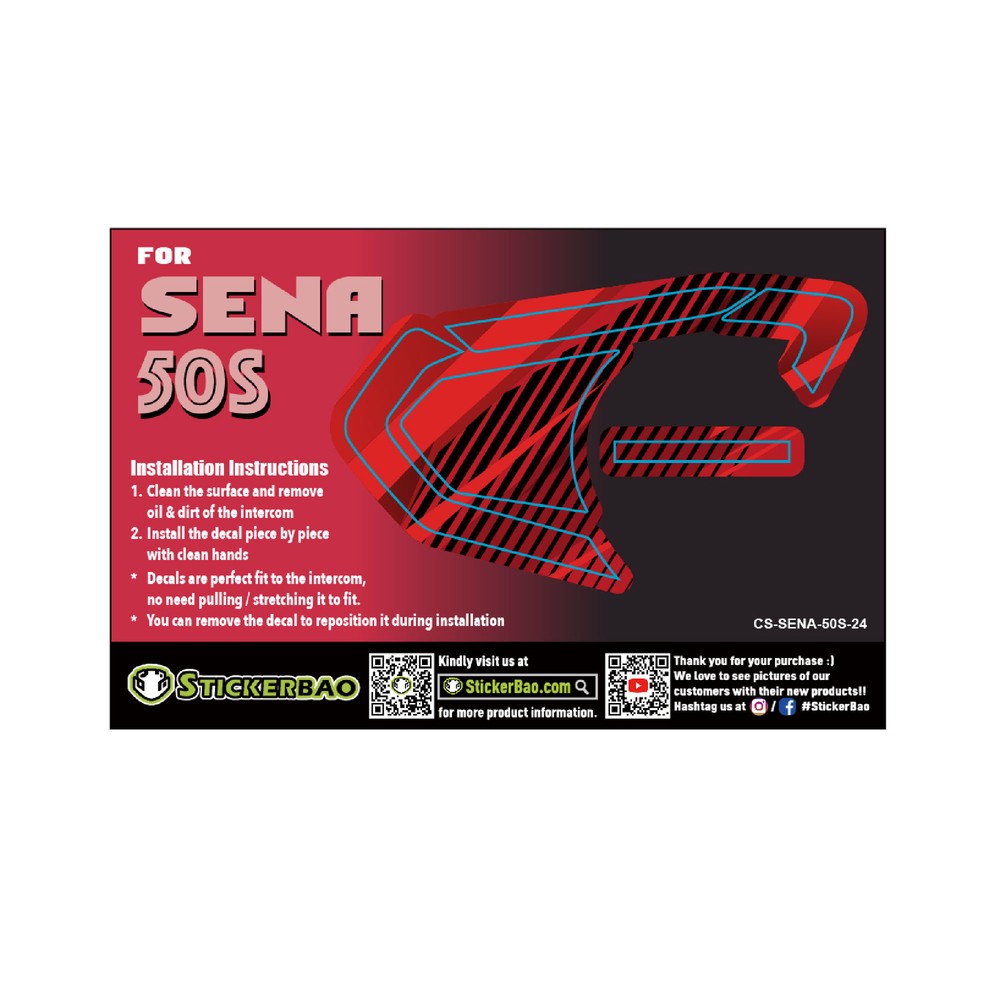 Red Gradients Device Surface Sticker For SENA 50S Intercom x1