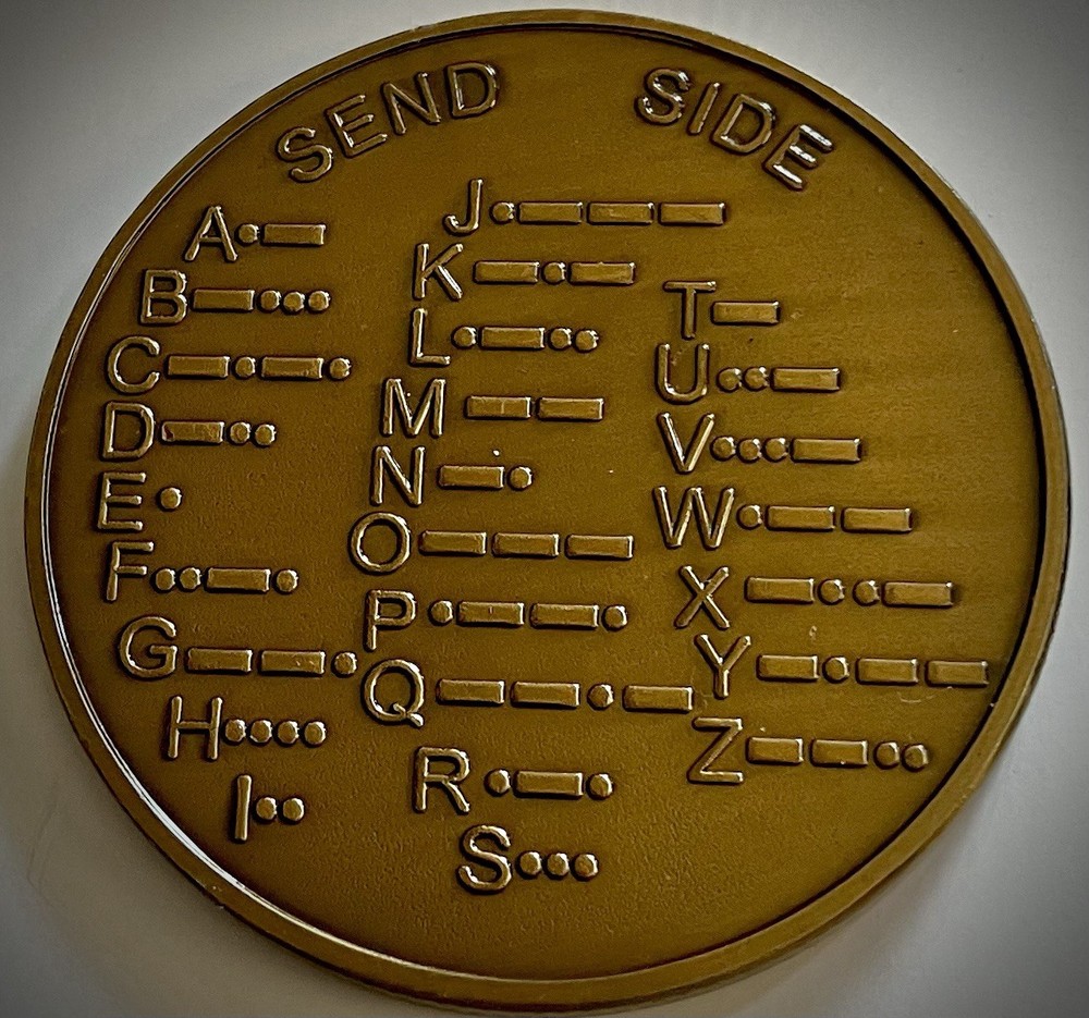 Morse Code Challenge Coin-Brass Colored-New-Receive-Send Codes