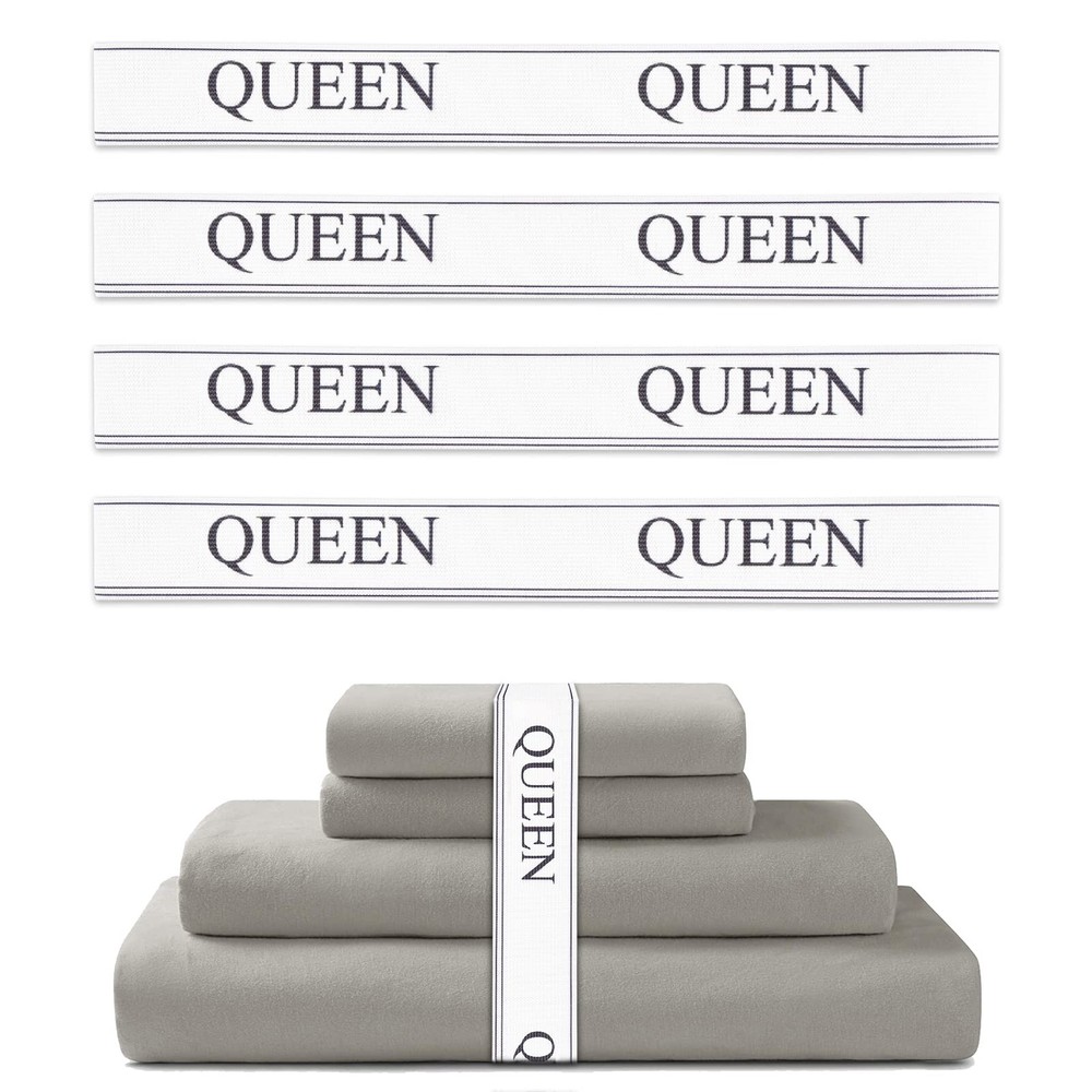 Bed Sheet Organizer Bands - Keepers & Elastic Small, Queen 4 Pack